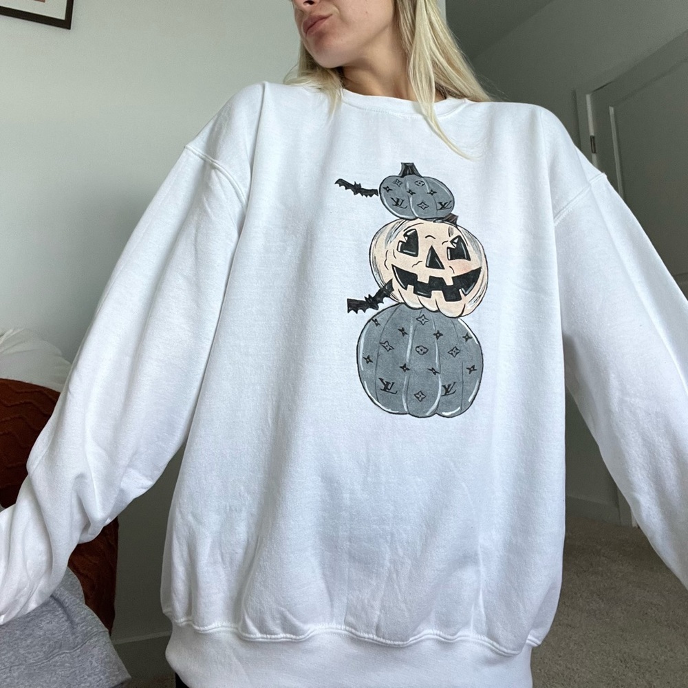 Handpainted Pumpkin Designer Crewneck
